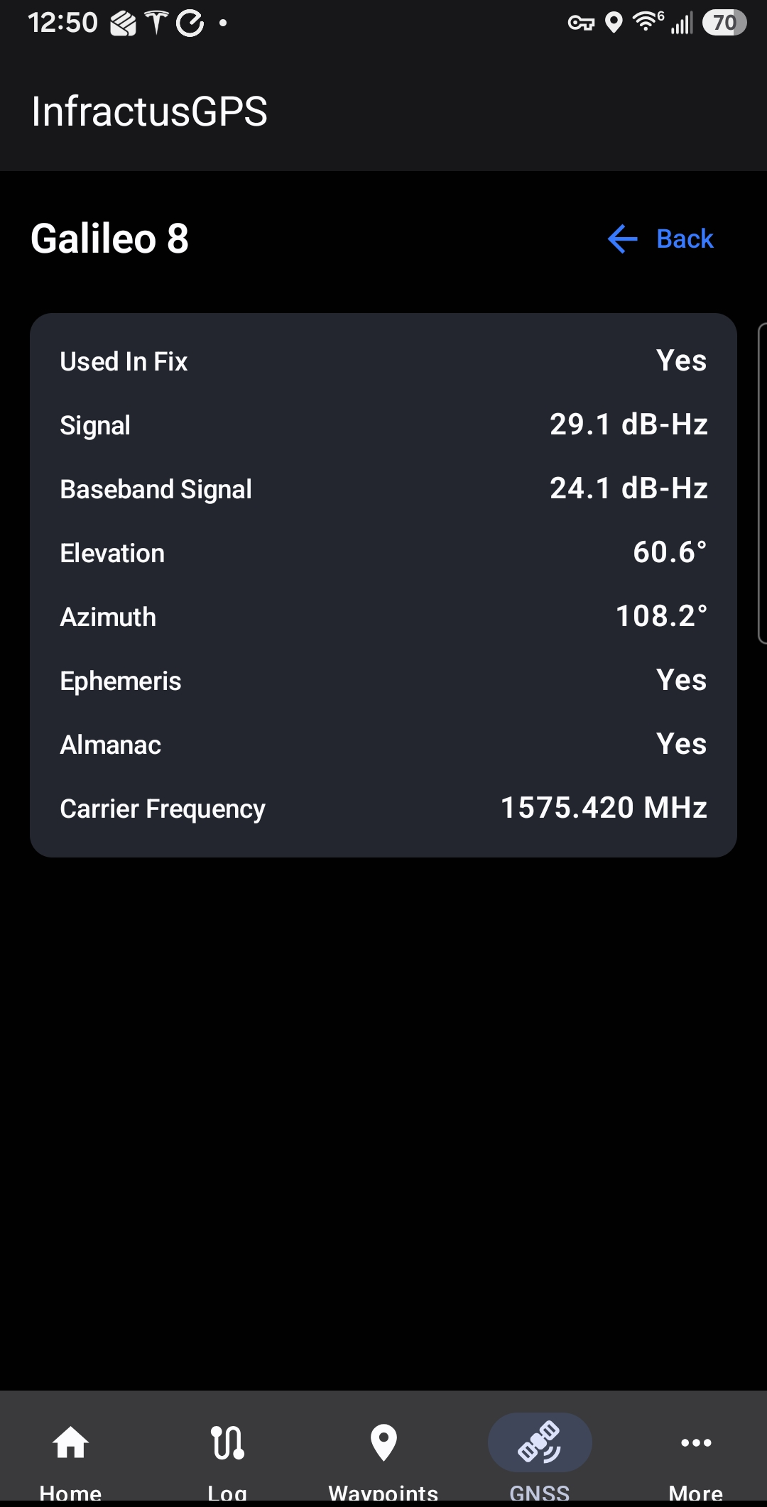 Satellite details page screenshot